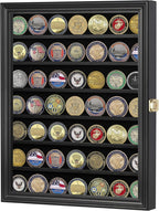 Lockable Military Challenge Coin Display Case Cabinet Rack Holder (Mahogany Finish) The Military Gift Store