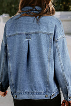 Light Blue Washed Oversize Pocketed Denim Jacket Lootquake LLC