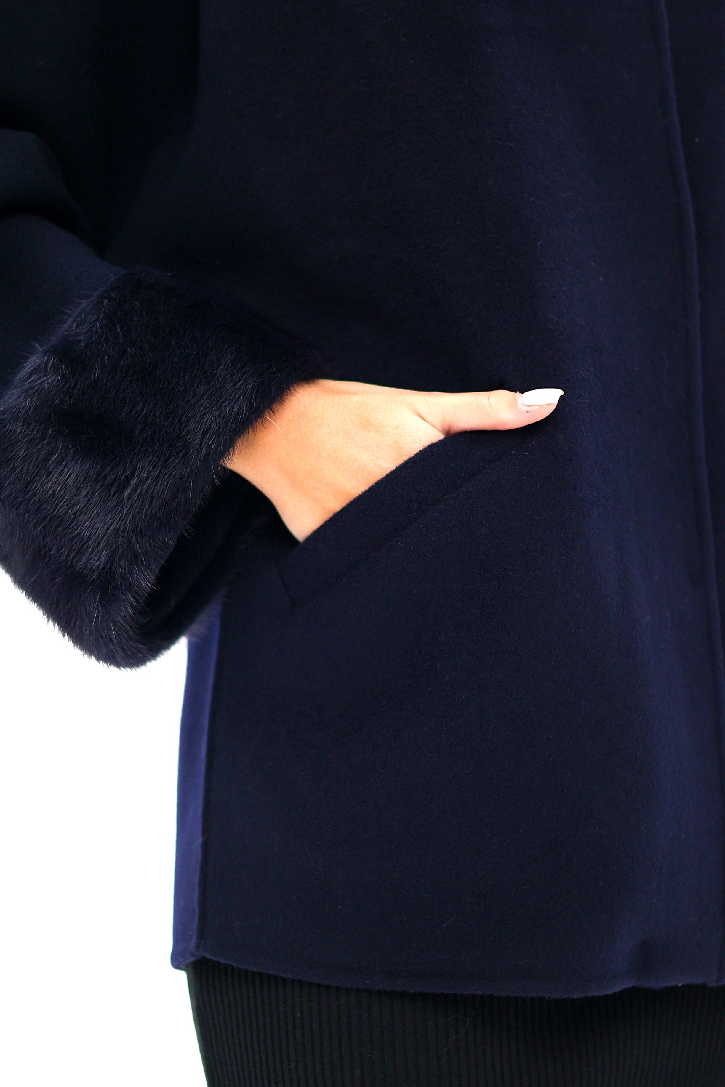 Genuine Mink Fur Virgin Wool Coat - SJB-DIAMOND ELITES