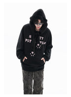 Fleece-lined Hooded Loose Pullover Sweatershirt Pi-Mart