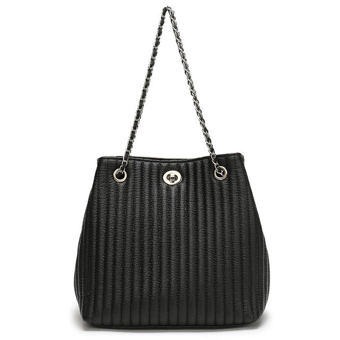 Large Hobo bag Chain Handle Cowhide Bucket Fashion Shoulder Handbag Genuine Leather Embroidery SHOMICOBOUTIQUE