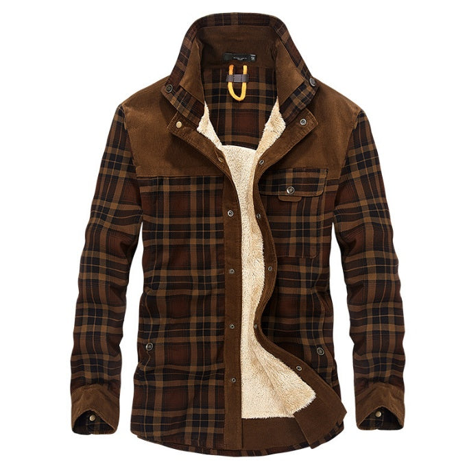 Winter Jacket Men Thicken Warm Fleece Jackets Coats Pure Cotton Plaid Jacket Military Clothes Pi-Mart