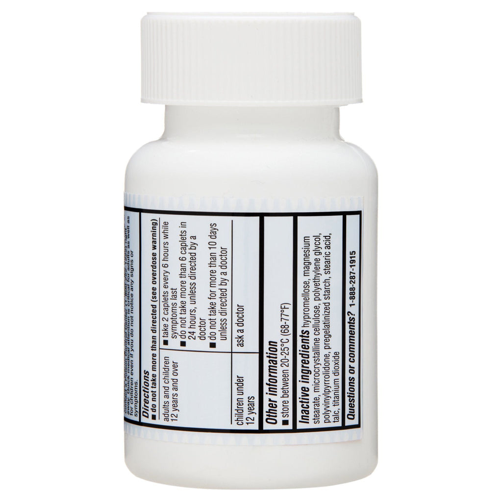 Equate Extra Strength Acetaminophen Pain Reliever Caplets; 500 mg; 100 Count