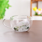 Creative Household Coffee Milk Dried Flower Quicksand Double Layer Glass Cup Pi-Mart