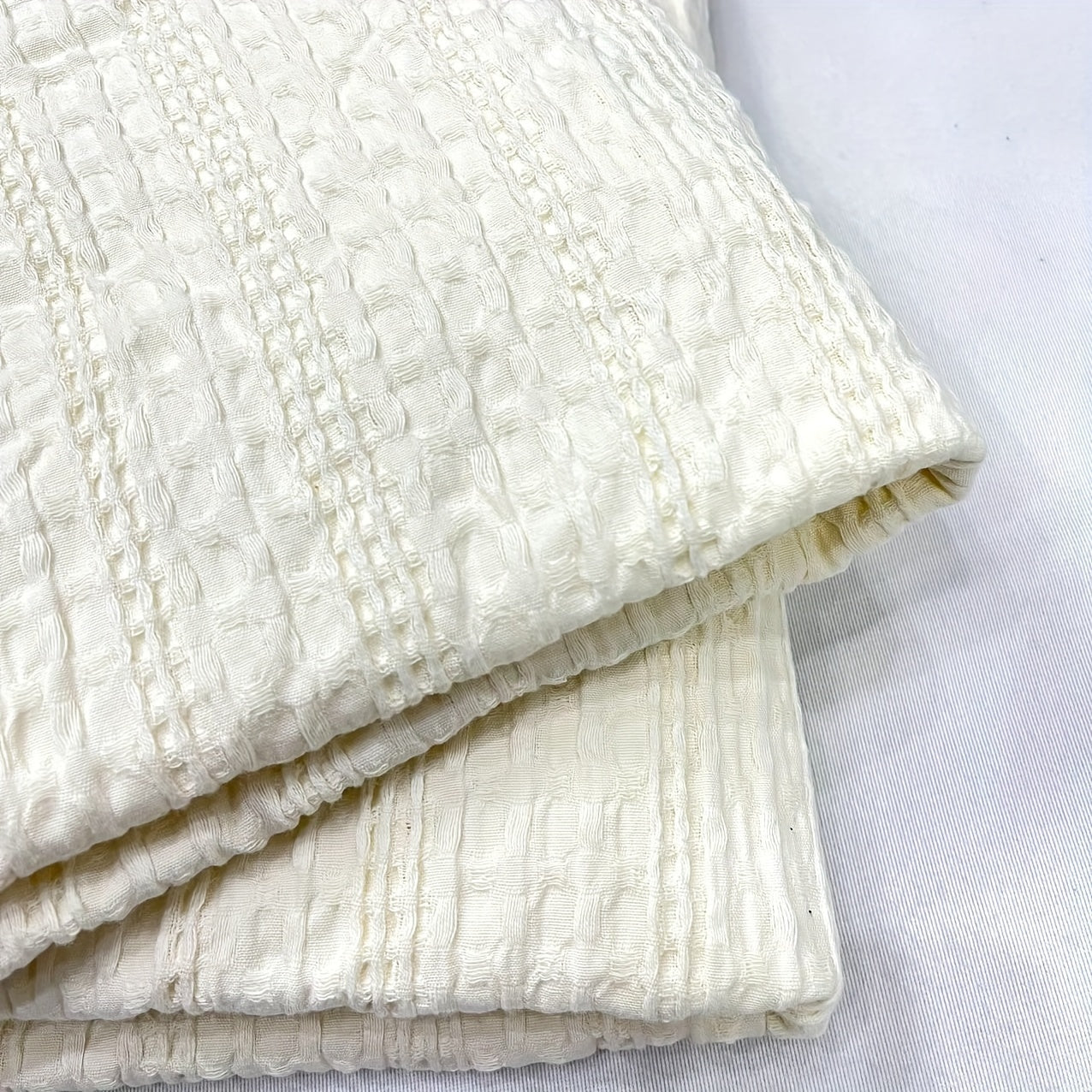1pc 100% Cotton Waffle Weave Textured Throw Blanket, Soft Skin-Friendly Breathable Vintage Stripe Pattern For Living Room Bedroom Sofa Decor, Gift For Friends Parents For Holidays, Air Conditioner Blanket, Outdoor Shawl Wrap, Lootquake LLC