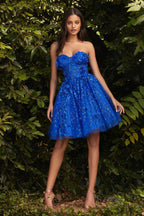 Strapless A-Line Short Dress Purplish Diva