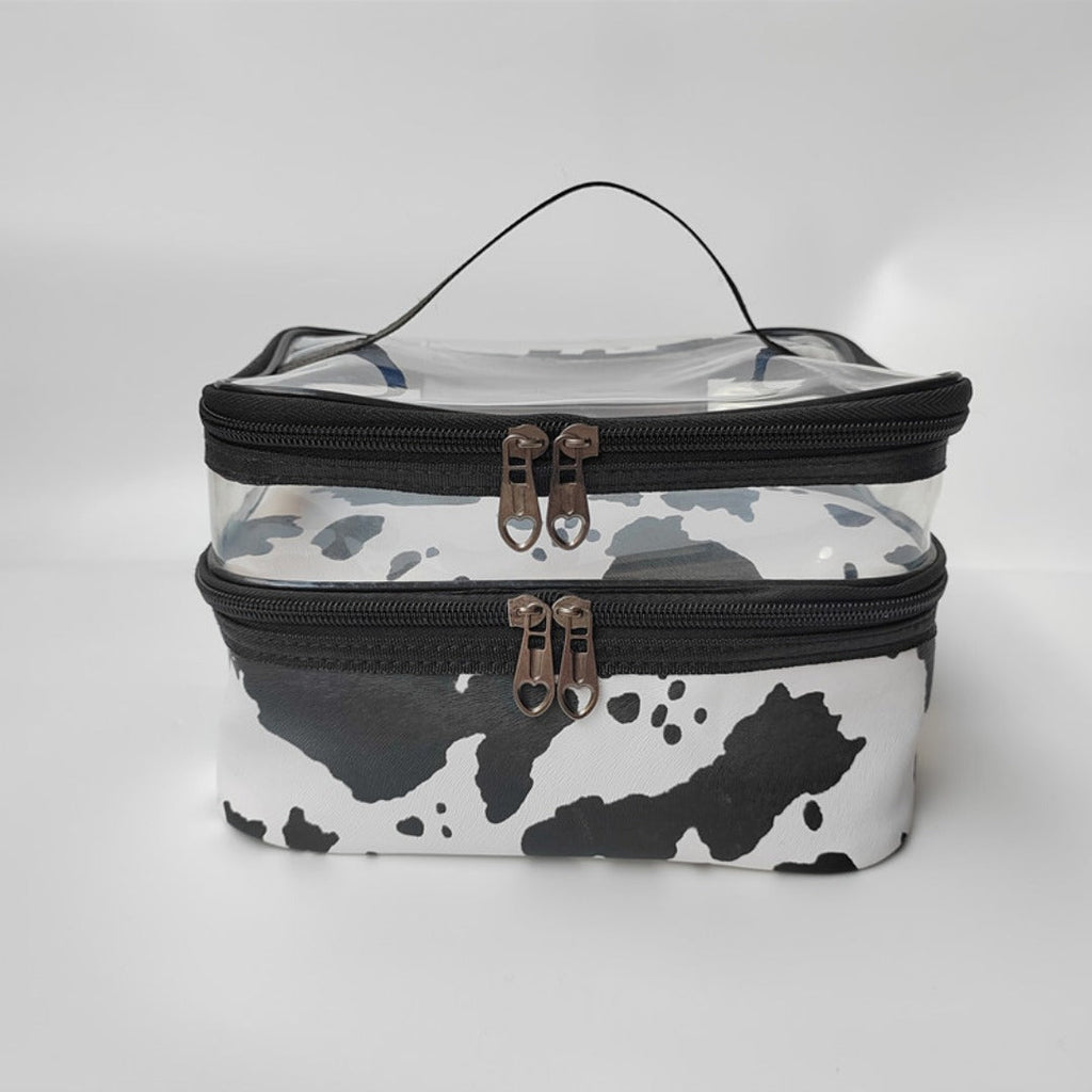 Transparent Cosmetic Bag, Double cosmetic bag, portable large capacity waterproof multi-functional portable makeup bag, travel skin care product storage bag, toilet bag for College Dorm Camp Gym - SJB-DIAMOND ELITES