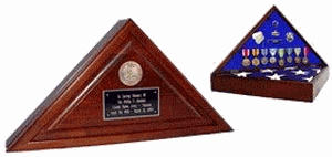 Walnut Cherry Heirloom Finish, Wood Flag Case, Flag Display Case The Military Gift Store