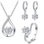 925 Silver Moissanite Jewelry Set Necklace Ring Stud Earrings Solitaire BandsCo Straps