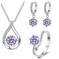 925 Silver Moissanite Jewelry Set Necklace Ring Stud Earrings Solitaire BandsCo Straps