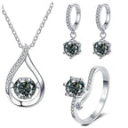 925 Silver Moissanite Jewelry Set Necklace Ring Stud Earrings Solitaire BandsCo Straps