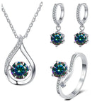 925 Silver Moissanite Jewelry Set Necklace Ring Stud Earrings Solitaire BandsCo Straps