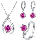 925 Silver Moissanite Jewelry Set Necklace Ring Stud Earrings Solitaire BandsCo Straps