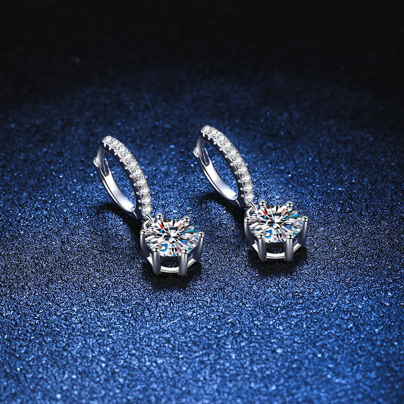 925 Silver Moissanite Jewelry Set Necklace Ring Stud Earrings Solitaire BandsCo Straps