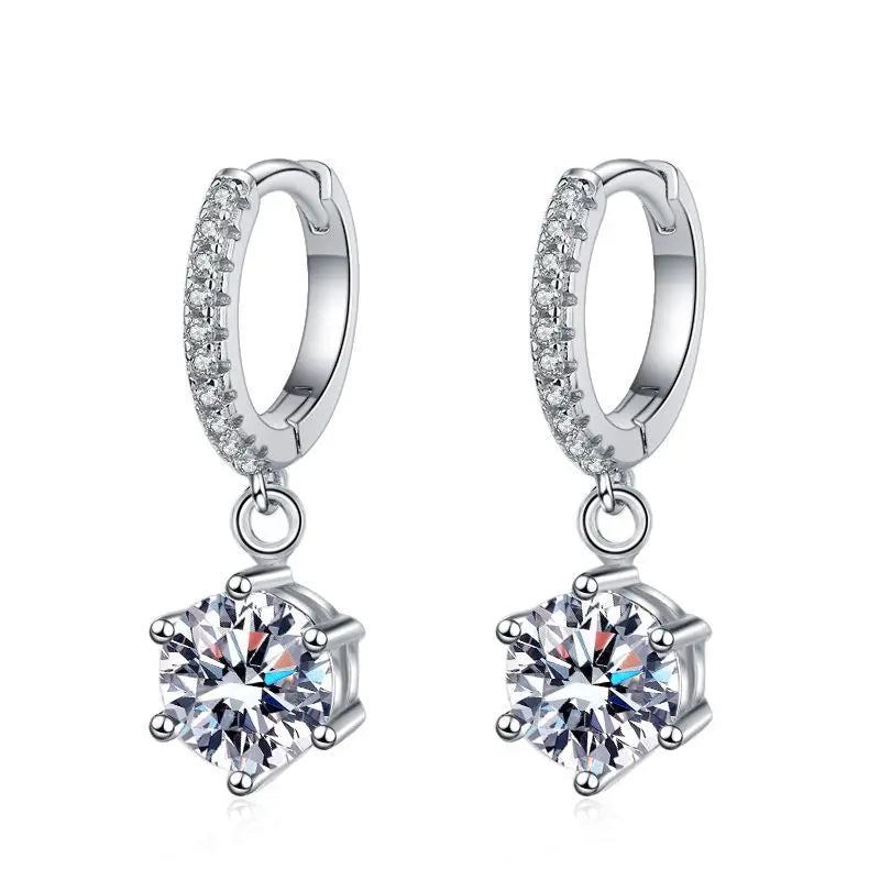 925 Silver Moissanite Jewelry Set Necklace Ring Stud Earrings Solitaire BandsCo Straps