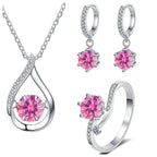 925 Silver Moissanite Jewelry Set Necklace Ring Stud Earrings Solitaire BandsCo Straps