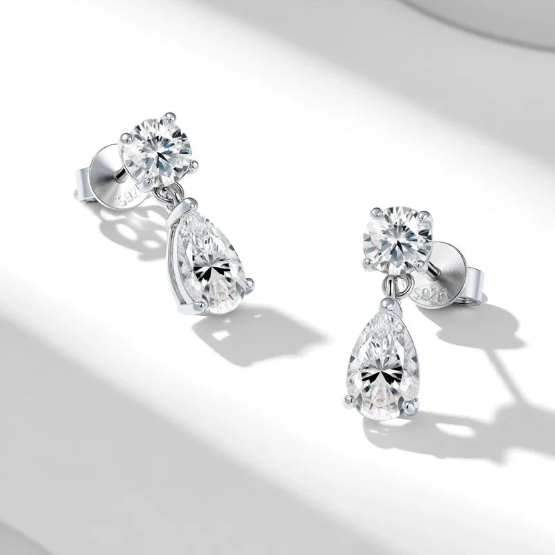 925 Sterling Silver 1.5 Ct Moissanite Drop Earrings For Men Women BandsCo Straps