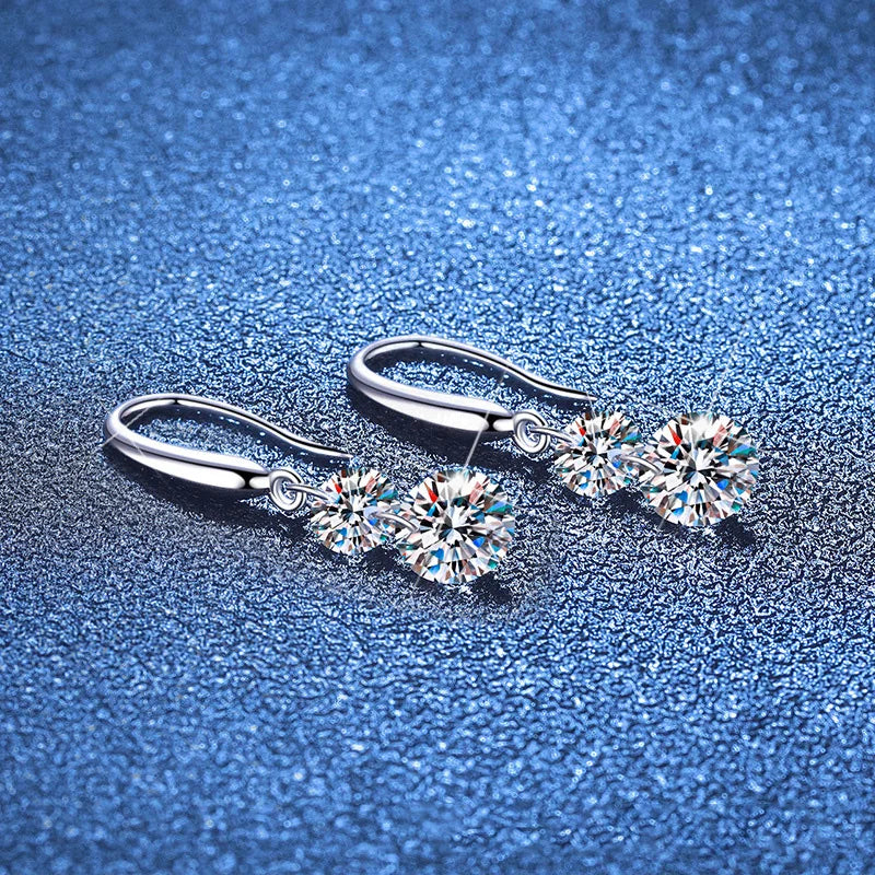 925 Sterling Silver 1.5ct Double Round Moissanite Stud Earrings For Women BandsCo Straps