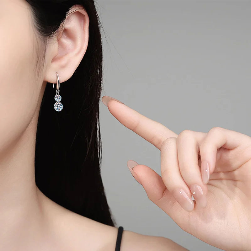 925 Sterling Silver 1.5ct Double Round Moissanite Stud Earrings For Women BandsCo Straps