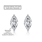 925 Sterling Silver 1ct Marquise Moissanite Stud Earrings Unisex Couple BandsCo Straps