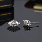 925 Sterling Silver 1ct Marquise Moissanite Stud Earrings Unisex Couple BandsCo Straps