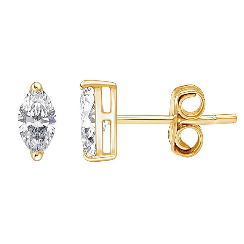 925 Sterling Silver 1ct Marquise Moissanite Stud Earrings Unisex Couple BandsCo Straps