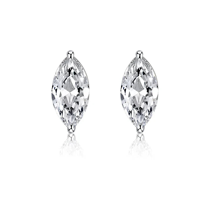 925 Sterling Silver 1ct Marquise Moissanite Stud Earrings Unisex Couple BandsCo Straps