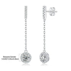 925 Sterling Silver 1Ct Moissanite Round Drop Tassel Earrings For Women BandsCo Straps