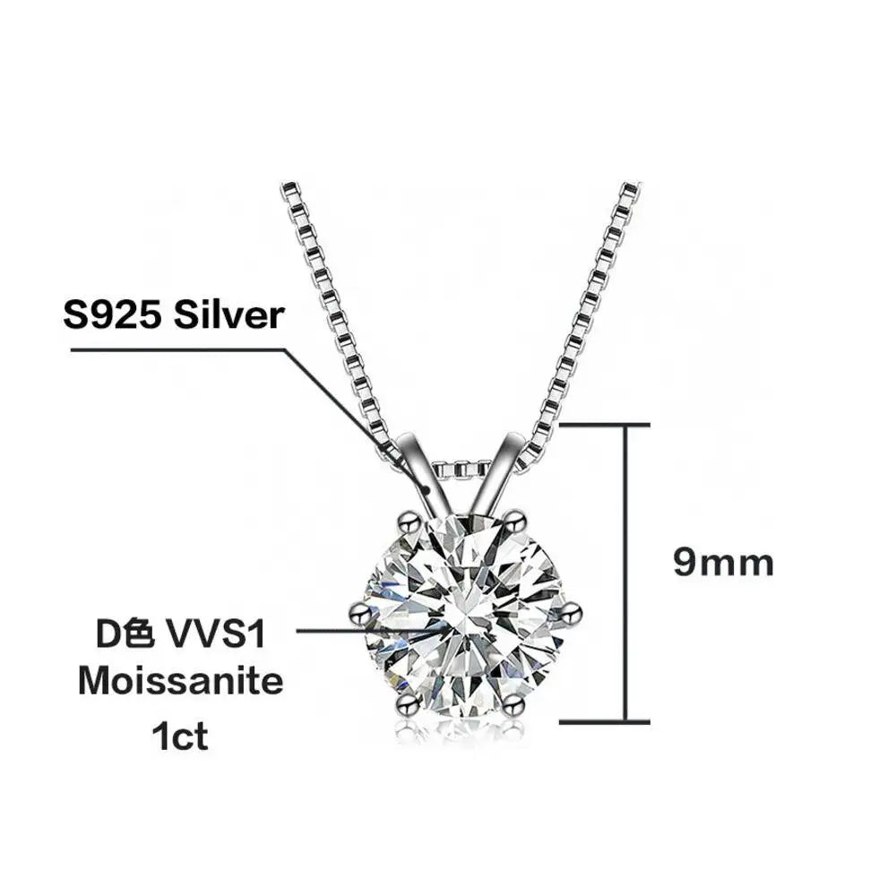 925 Sterling Silver 1ctx4 D Moissanite Necklace Earrings Set Bridal Jewelry BandsCo Straps
