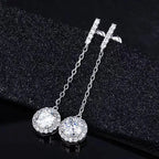 925 Sterling Silver 1Ct Moissanite Round Drop Tassel Earrings For Women BandsCo Straps