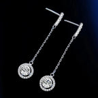925 Sterling Silver 1Ct Moissanite Round Drop Tassel Earrings For Women BandsCo Straps