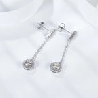 925 Sterling Silver 1Ct Moissanite Round Drop Tassel Earrings For Women BandsCo Straps