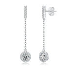 925 Sterling Silver 1Ct Moissanite Round Drop Tassel Earrings For Women BandsCo Straps