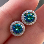 925 Sterling Silver 1ct Moissanite Round Stud Earrings Bridal Wedding Gift BandsCo Straps