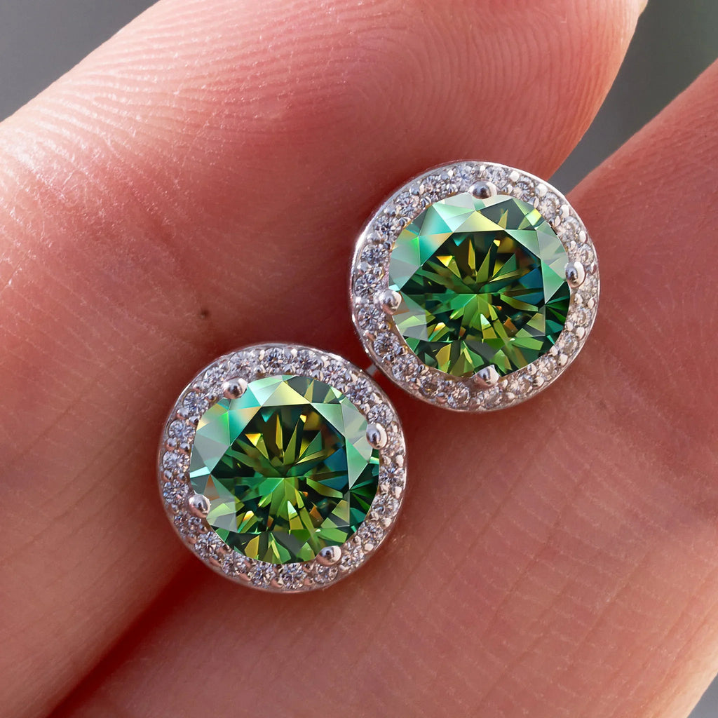 925 Sterling Silver 1ct Moissanite Round Stud Earrings Bridal Wedding Gift BandsCo Straps