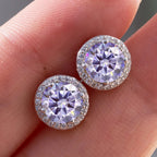 925 Sterling Silver 1ct Moissanite Round Stud Earrings Bridal Wedding Gift BandsCo Straps
