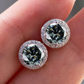 925 Sterling Silver 1ct Moissanite Round Stud Earrings Bridal Wedding Gift BandsCo Straps
