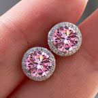925 Sterling Silver 1ct Moissanite Round Stud Earrings Bridal Wedding Gift BandsCo Straps