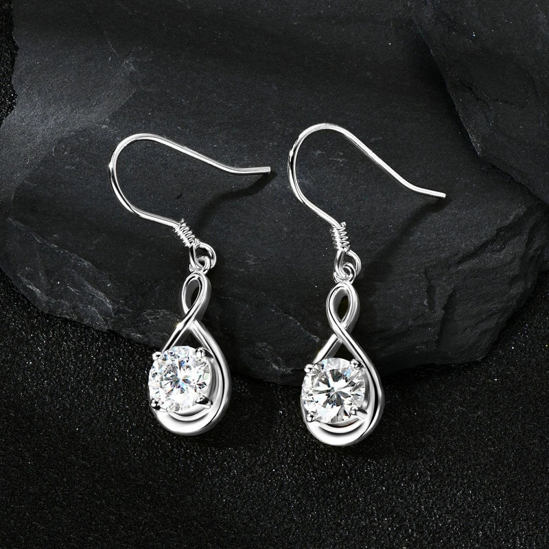 925 Sterling Silver 1ct Round Moissanite Teardrop Earrings Classic Casual BandsCo Straps