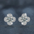 925 Sterling Silver 2ct Moissanite Four-Leaf Clover Stud Earrings Women BandsCo Straps