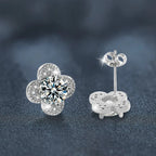 925 Sterling Silver 2ct Moissanite Four-Leaf Clover Stud Earrings Women BandsCo Straps