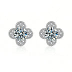 925 Sterling Silver 2ct Moissanite Four-Leaf Clover Stud Earrings Women BandsCo Straps
