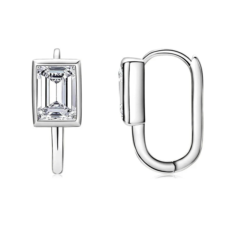925 Sterling Silver 2x1ct Rectangular Moissanite Stud Earrings Unisex BandsCo Straps