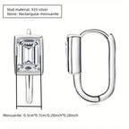 925 Sterling Silver 2x1ct Rectangular Moissanite Stud Earrings Unisex BandsCo Straps