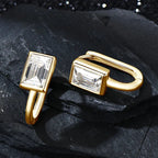 925 Sterling Silver 2x1ct Rectangular Moissanite Stud Earrings Unisex BandsCo Straps