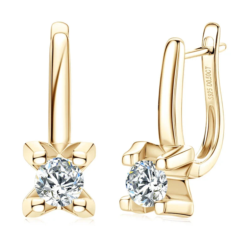 925 Sterling Silver 5mm D-Color Moissanite Huggie Hoop Earrings For Women BandsCo Straps