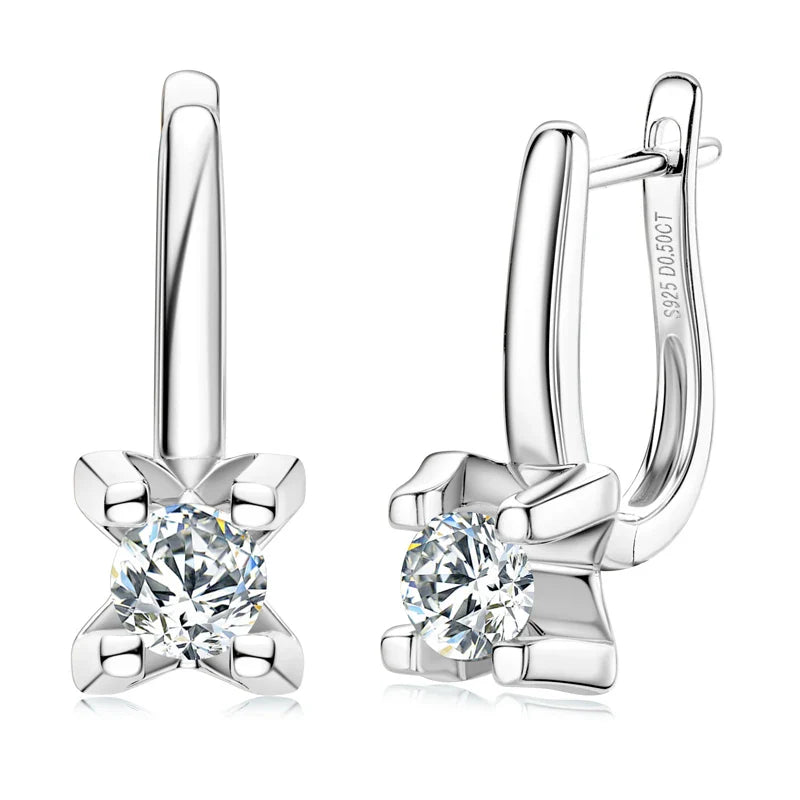 925 Sterling Silver 5mm D-Color Moissanite Huggie Hoop Earrings For Women BandsCo Straps