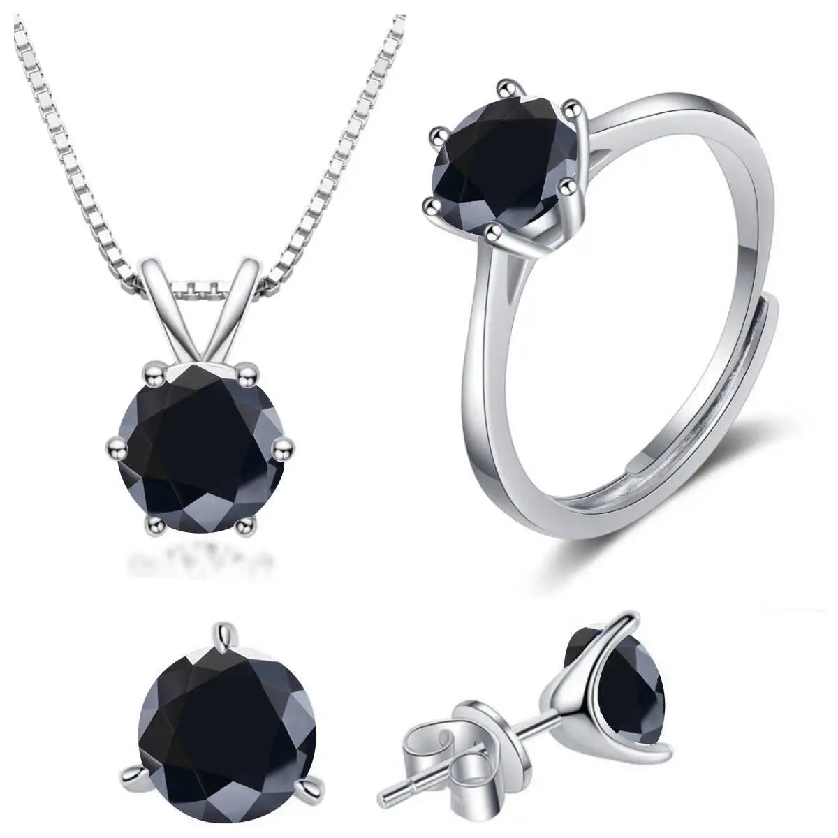925 Sterling Silver 1ctx4 D Moissanite Necklace Earrings Set Bridal Jewelry BandsCo Straps