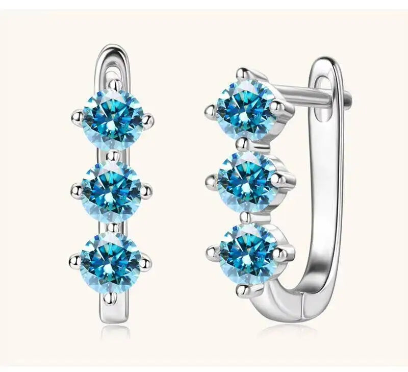 925 Sterling Silver Moissanite Hoop Earrings.1ct 6D For Women Valentine Gift BandsCo Straps
