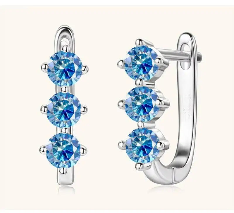 925 Sterling Silver Moissanite Hoop Earrings.1ct 6D For Women Valentine Gift BandsCo Straps